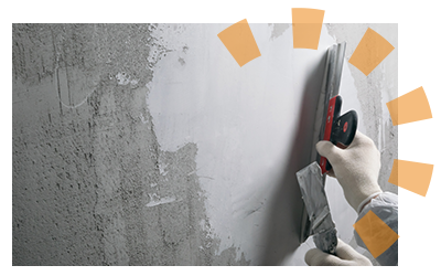 A wall being repaired in a foreclosed home. 